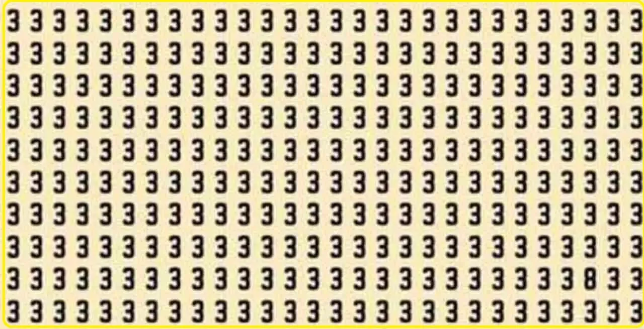 Optical illusions Today  ||  खुद को समझते बाजीगर तो 5 सेकंड के अंदर तस्वीर में 3 नंबर के बीच बैठा 8 नंबर ढूंढ कर बताओ ?
