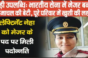 बड़ी उपलब्धि || भारतीय सेना में मेजर बनी हिमाचल की बेटी, पूरे परिवार में खुशी की लहर 