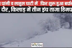 Himachal News || चंबा पांगी व लाहुल घाटी में  फिर शुरू हुआ बर्फबारी का दौर, किलाड़ में तीन इंच ताजा हिमपात 