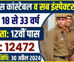 Police Constable and SI Bharti 2024 || पुलिस कांस्टेबल व सब इंस्पेक्टर के 12472 पदों पर निकली बंपर भर्ती, 12वीं पास युवाओं के लिए सुनहेरा मौका, यहाँ से करें आवेदन
