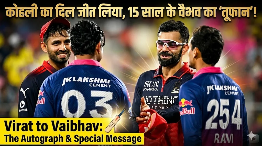 IPL 2026: 15 साल के वैभव सूर्यवंशी का तूफान, RCB को धोया; विराट कोहली के खास मैसेज और ऑटोग्राफ ने जीता फैंस का दिल