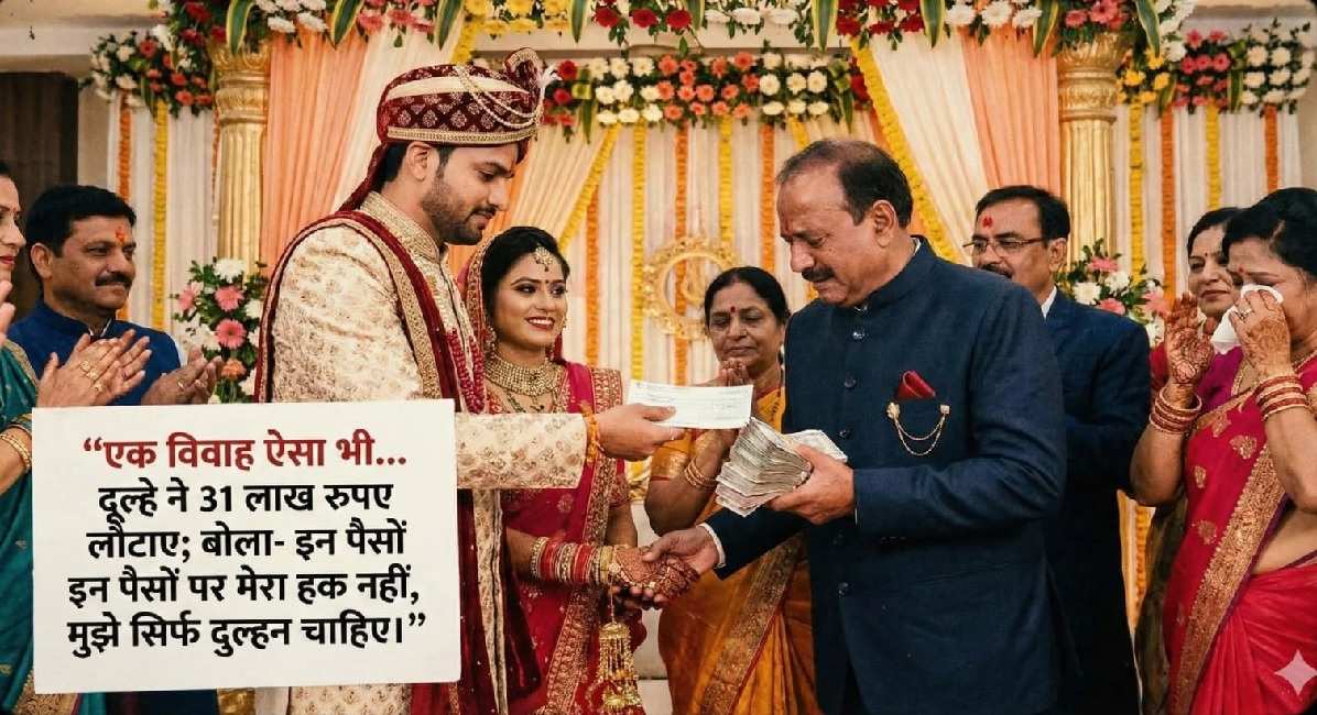 groom refuses dowry in uttar pradesh, emotional wedding story muzaffarnagar, dowry free marriage example india, groom returns 31 lakh cash gift, unique wedding news up today